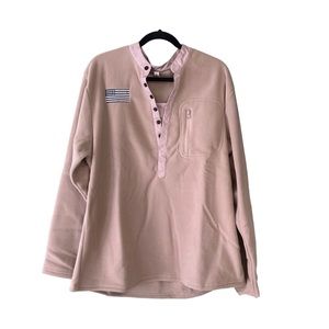 Men’s long sleeve collared pullover fleece Khaki XL NWOT
